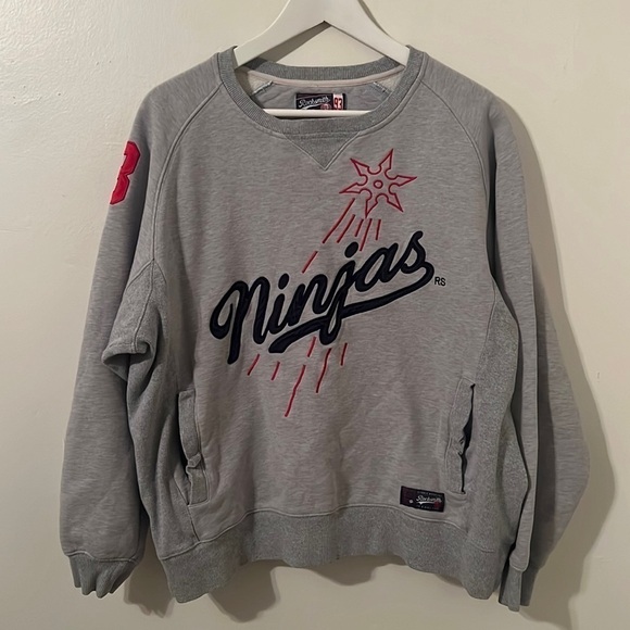 Vintage Rocksmith Ninjas 1993's Gray Pullover Sweatshirt Size Large M w/ Pockets - Picture 1 of 7